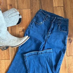 High waisted flared jeans